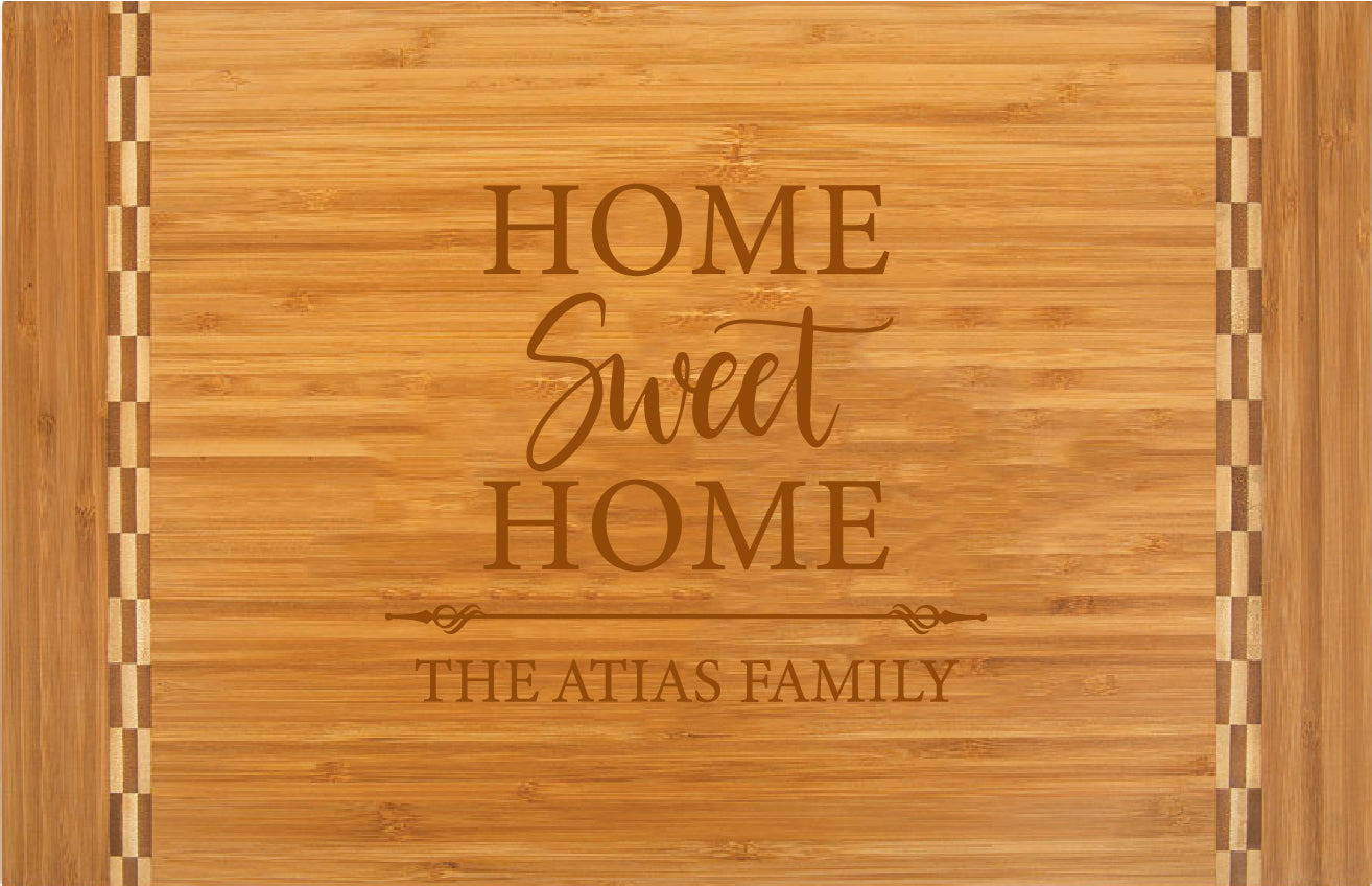 Personalized Engraved Bamboo Cutting Board  with Inlay Design 15" x 10-1/4"