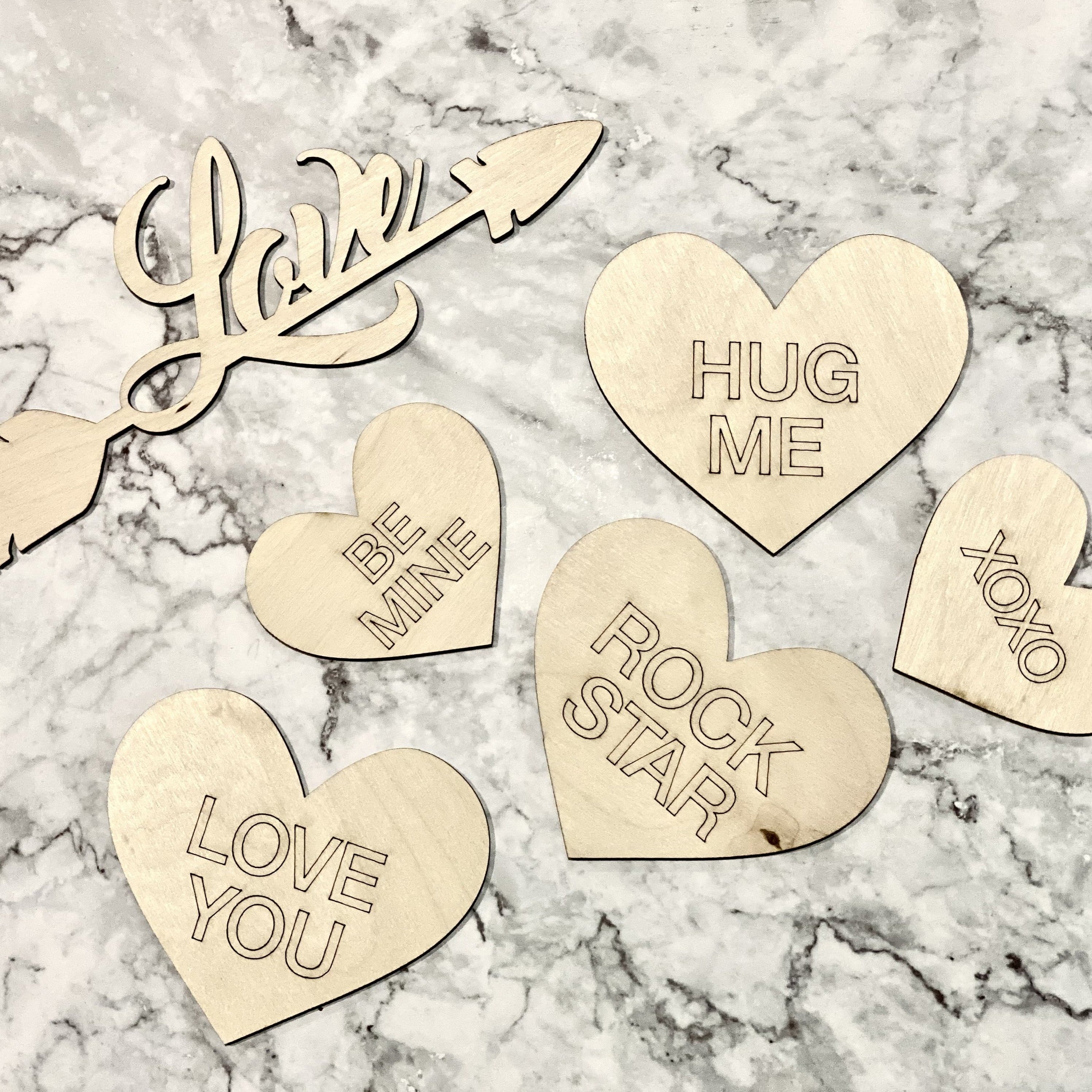 Self Adhesive Conversation Hearts and Love Arrow DIY Set