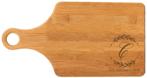 Bamboo Paddle Shaped Cutting Board Engraved 13-1/2" x 7"