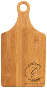 Bamboo Paddle Shaped Cutting Board Engraved 13-1/2" x 7"