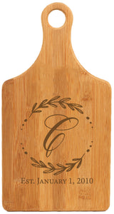 Bamboo Paddle Shaped Cutting Board Engraved 13-1/2" x 7"