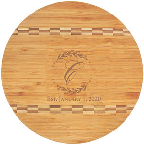 Bamboo Engraved Cutting Board Circle with Inlay