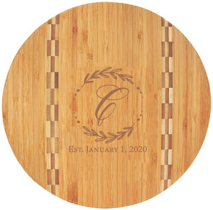 Bamboo Engraved Cutting Board Circle with Inlay