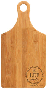 Bamboo Paddle Shaped Cutting Board Engraved 13-1/2" x 7"