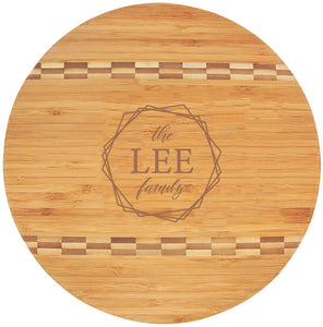 Bamboo Engraved Cutting Board Circle with Inlay