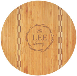 Bamboo Engraved Cutting Board Circle with Inlay