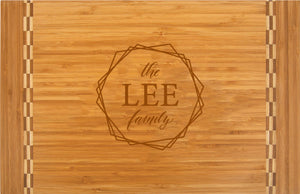 Personalized Engraved Bamboo Cutting Board  with Inlay Design 18-1/4" x 12"