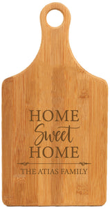 Bamboo Paddle Shaped Cutting Board Engraved 13-1/2" x 7"