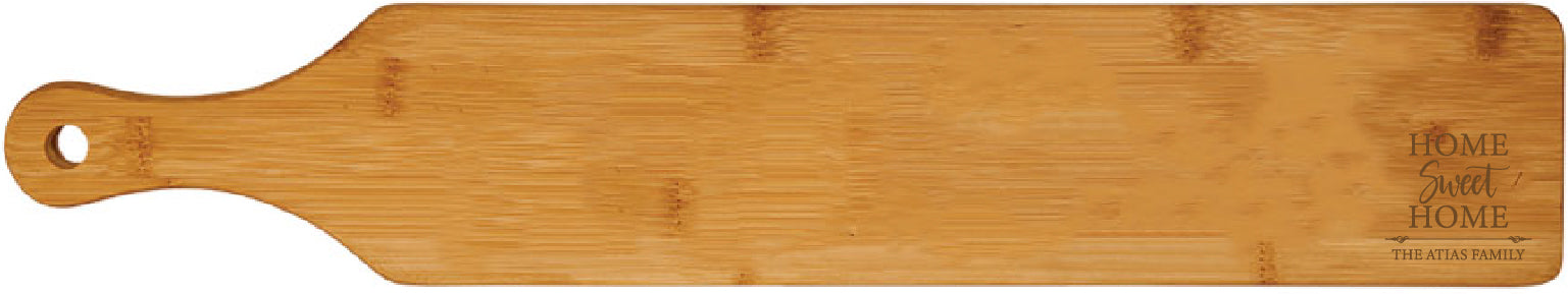 Bamboo Paddle Cutting Board Engraved 4" x 22"