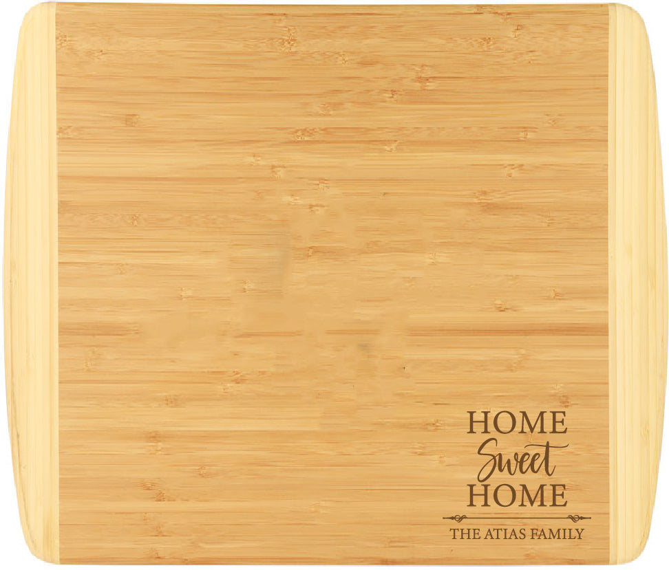 Personalized Happy Campers Live Here - 2 Tone Bamboo Cutting Board