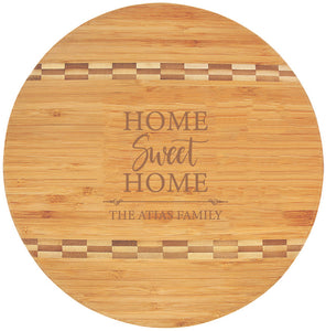 Bamboo Engraved Cutting Board Circle with Inlay