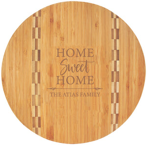 Bamboo Engraved Cutting Board Circle with Inlay