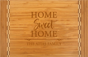 Personalized Engraved Bamboo Cutting Board  with Inlay Design 18-1/4" x 12"