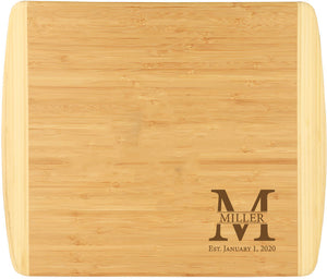 Bamboo 2-Tone Cutting Board Engraved 13-1/2" x 11-1/2"