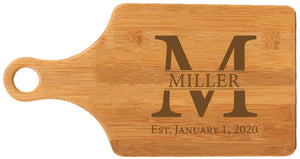 Bamboo Paddle Shaped Cutting Board Engraved 13-1/2" x 7"