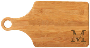 Bamboo Paddle Shaped Cutting Board Engraved 13-1/2" x 7"