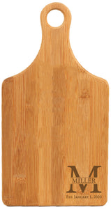 Bamboo Paddle Shaped Cutting Board Engraved 13-1/2" x 7"