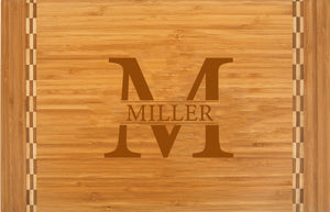 Personalized Engraved Bamboo Cutting Board  with Inlay Design 18-1/4" x 12"