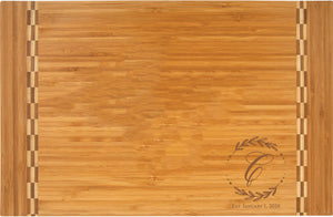 Personalized Engraved Bamboo Cutting Board  with Inlay Design 15" x 10-1/4"