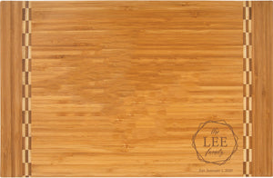 Personalized Engraved Bamboo Cutting Board  with Inlay Design 18-1/4" x 12"