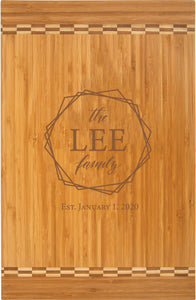 Personalized Engraved Bamboo Cutting Board  with Inlay Design 15" x 10-1/4"