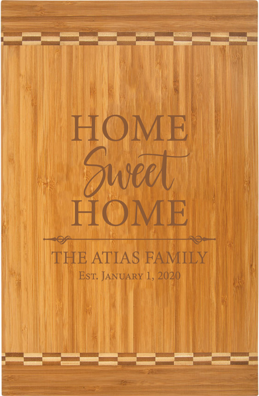 Personalized Engraved Bamboo Cutting Board  with Inlay Design 18-1/4" x 12"