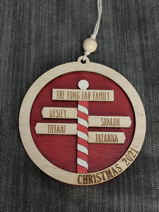 North Pole Wood Ornament 5-8 names